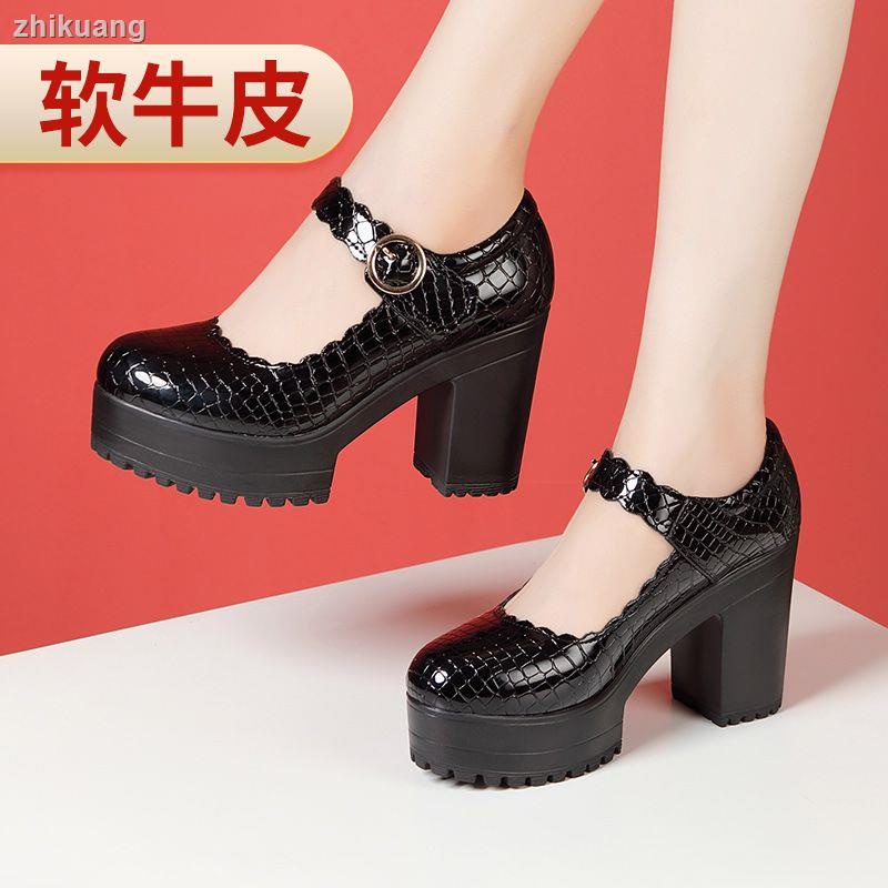 Giày Da Đế Xuồng Dày Dặn Mũi Tròn Chống Thấm Nước Dành Cho Luyện Tập Thể Thao