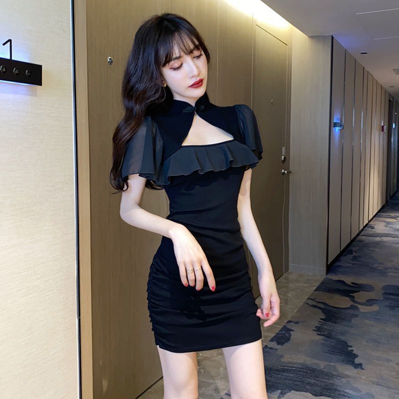 Jiashucheng Đầm Ngắn Phối Bèo Phong Cách Retro Mùa Hè Mới Cho Bé Gái