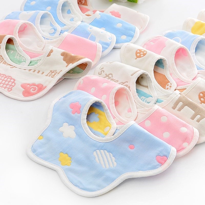 Yếm tròn xô 6 lớp yếm ăn dặm / yếm giữ ấm xoay 360 cho bé - 1 cái