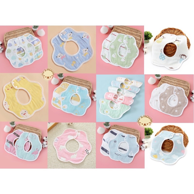 Yếm tròn xô 6 lớp yếm ăn dặm / yếm giữ ấm xoay 360 cho bé - 1 cái