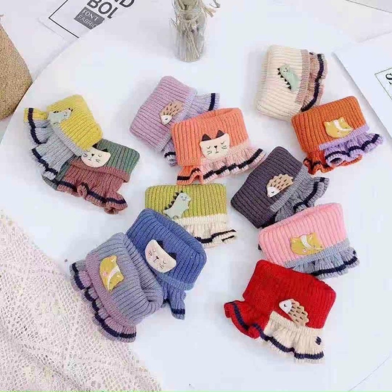 Khăn ống choàng cổ giữ ấm hình thú viền sọc chất len cao cấp cho bé