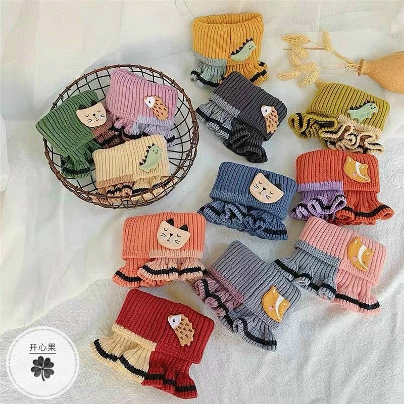 Khăn ống choàng cổ giữ ấm hình thú viền sọc chất len cao cấp cho bé