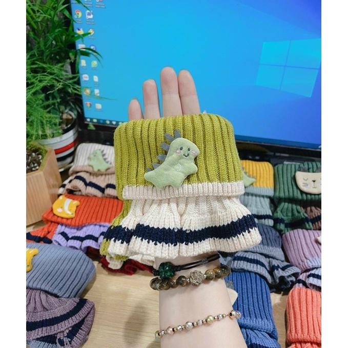 Khăn ống choàng cổ giữ ấm hình thú viền sọc chất len cao cấp cho bé