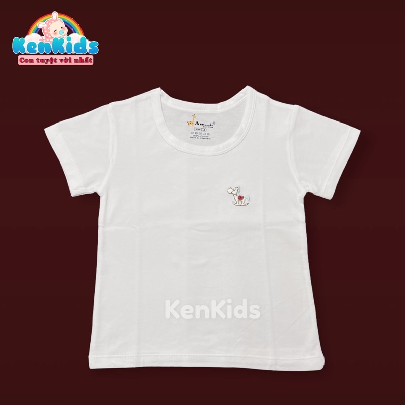 Áo phông trắng Tay Ngắn chất mát cho bé gái / trai - 1 áo