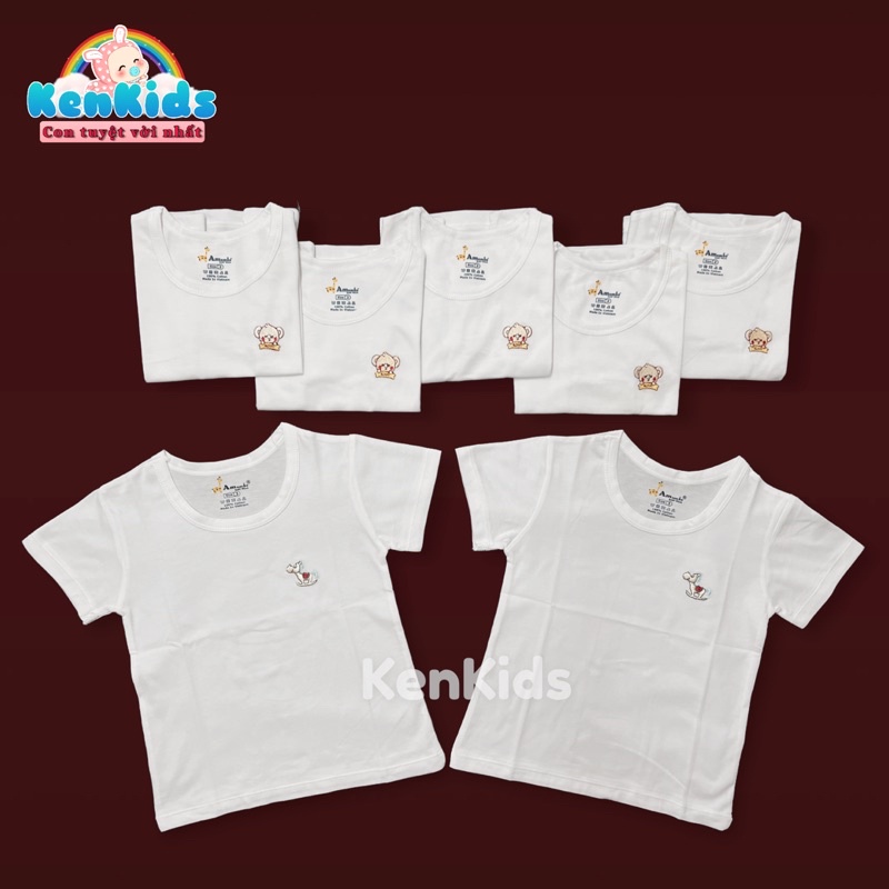 Áo phông trắng Tay Ngắn chất mát cho bé gái / trai - 1 áo