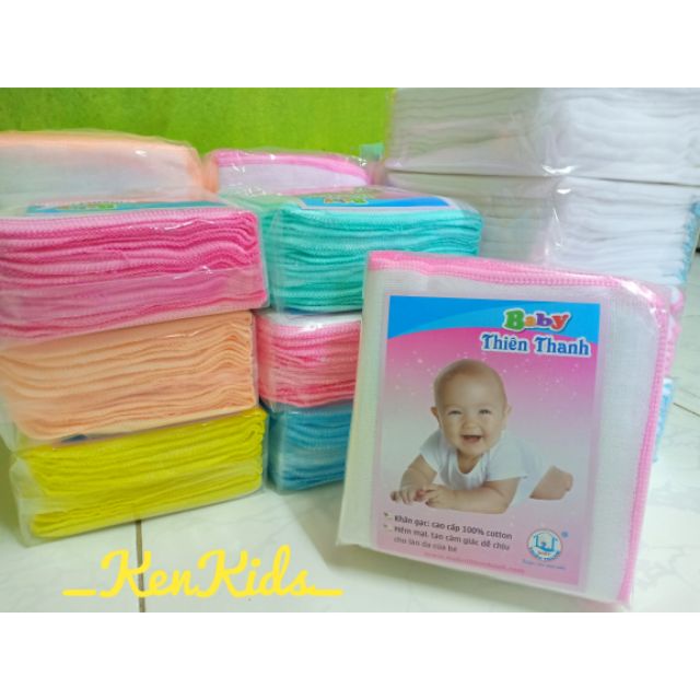 Khăn sữa gạc siêu thấm 4 lớp loại nhỏ Thiên Thanh  - 1 gói 10 khăn