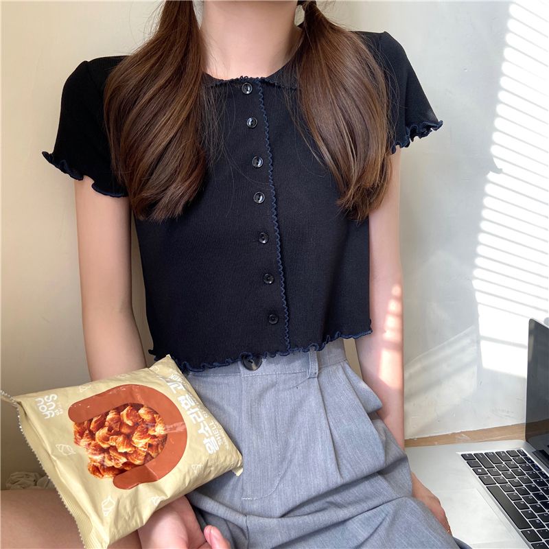 Jiashucheng Áo Dệt Kim Ngắn Tay Phong Cách Mori Hàn Quốc Cổ Điển Thời Trang Mùa Hè Mới