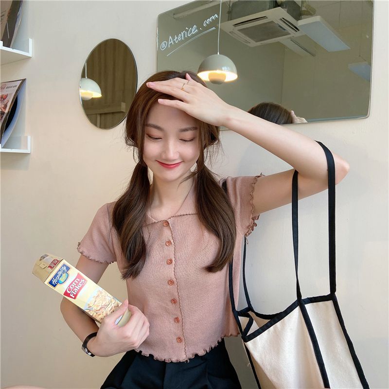 Jiashucheng Áo Dệt Kim Ngắn Tay Phong Cách Mori Hàn Quốc Cổ Điển Thời Trang Mùa Hè Mới