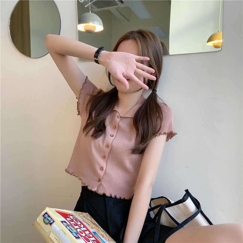 Jiashucheng Áo Dệt Kim Ngắn Tay Phong Cách Mori Hàn Quốc Cổ Điển Thời Trang Mùa Hè Mới