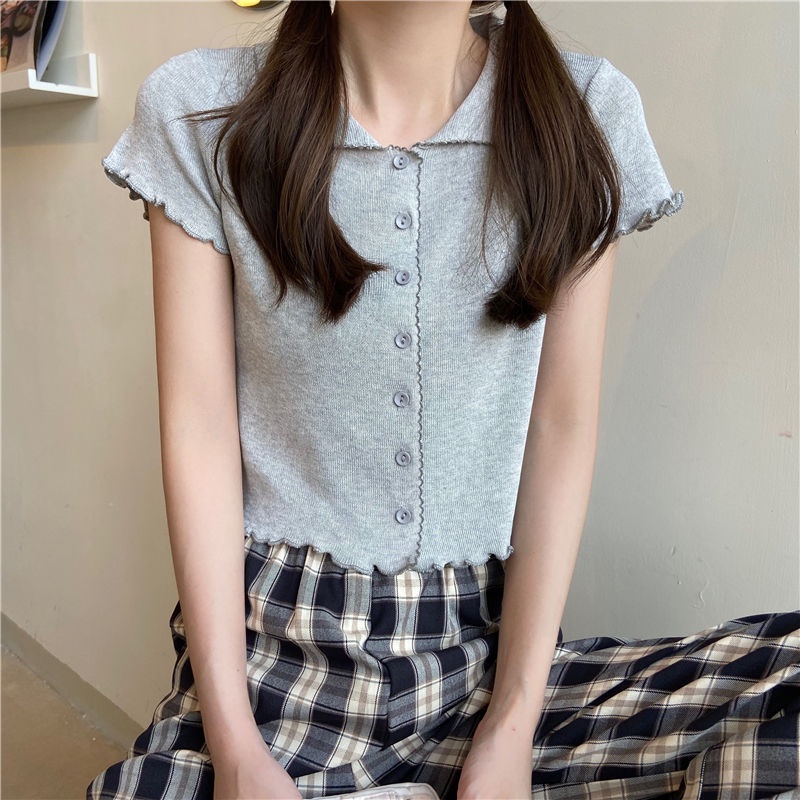 Jiashucheng Áo Dệt Kim Ngắn Tay Phong Cách Mori Hàn Quốc Cổ Điển Thời Trang Mùa Hè Mới