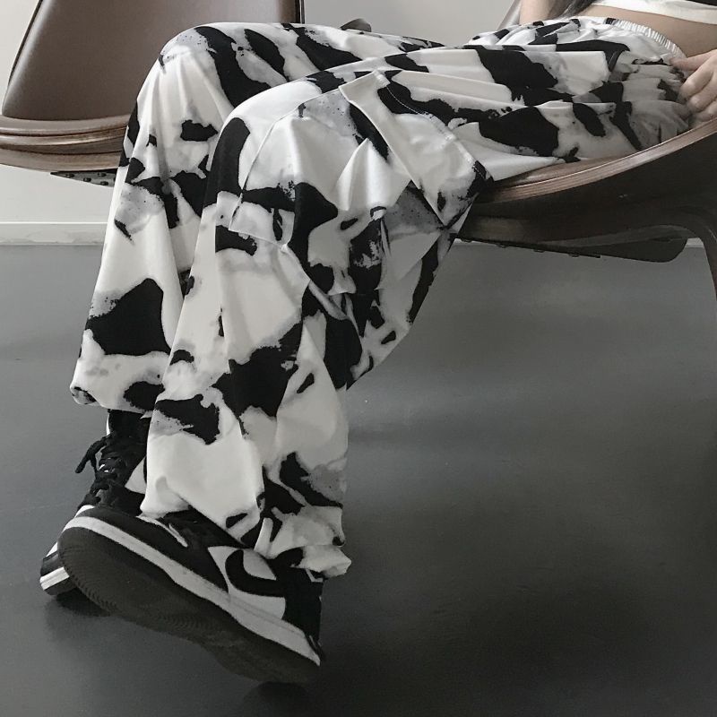 Jiashucheng Quần Yếm Kaki Ống Rộng Màu Nhuộm Phong Cách Harajuku Đường Phố Hàn Quốc Cho Cặp Đôi Mặc Thường Ngày