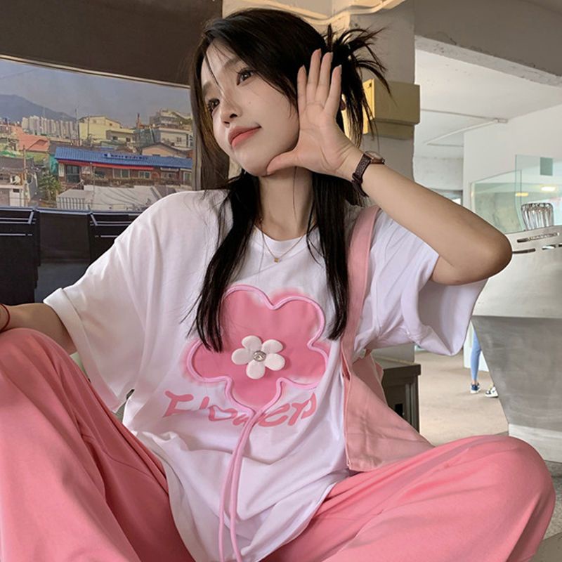 Jiashucheng Áo Thun Tay Ngắn Màu Trắng Dáng Rộng Phong Cách Phương Tây Thời Trang Mùa Hè Cho Nữ