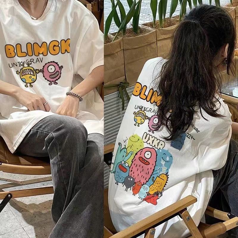 Jiashucheng Áo Thun Nữ Ngắn Tay In Chữ Phong Cách Harajuku