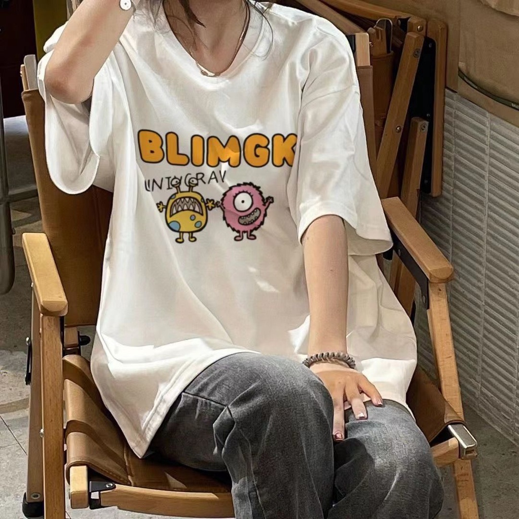 Jiashucheng Áo Thun Nữ Ngắn Tay In Chữ Phong Cách Harajuku