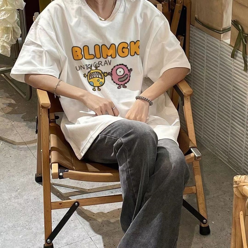 Jiashucheng Áo Thun Nữ Ngắn Tay In Chữ Phong Cách Harajuku