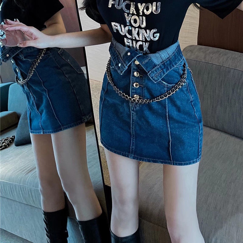 Jiashucheng Chân Váy Denim Chữ a Lưng Cao Dáng Ôm Thời Trang Mùa Hè Dành Cho Nữ