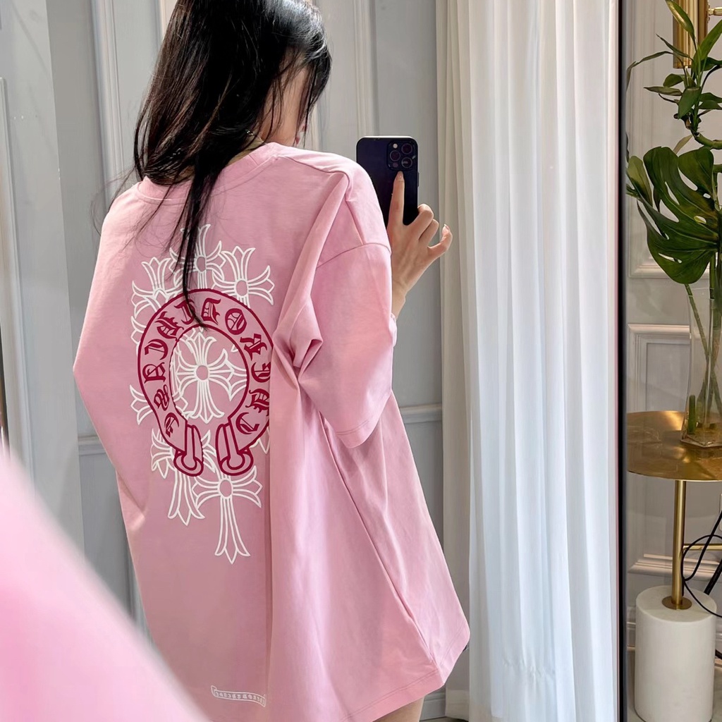 Jiashucheng Áo Thun Ngắn Tay Cổ Tròn Dáng Rộng Màu Trơn In Họa Tiết Sanskrit Phong Cách Hàn Quốc Thời Trang Mùa Hè Mới