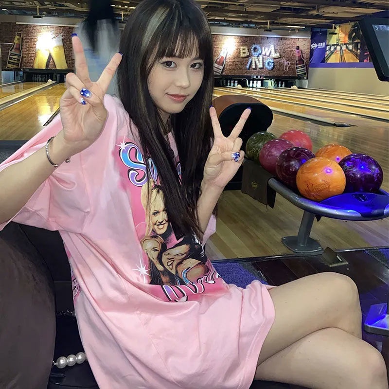 Jiashucheng Áo Thun Cotton Nguyên Chất Dáng Rộng Tay Ngắn In Chữ Phong Cách Mới Mùa Hè Cho Nữ