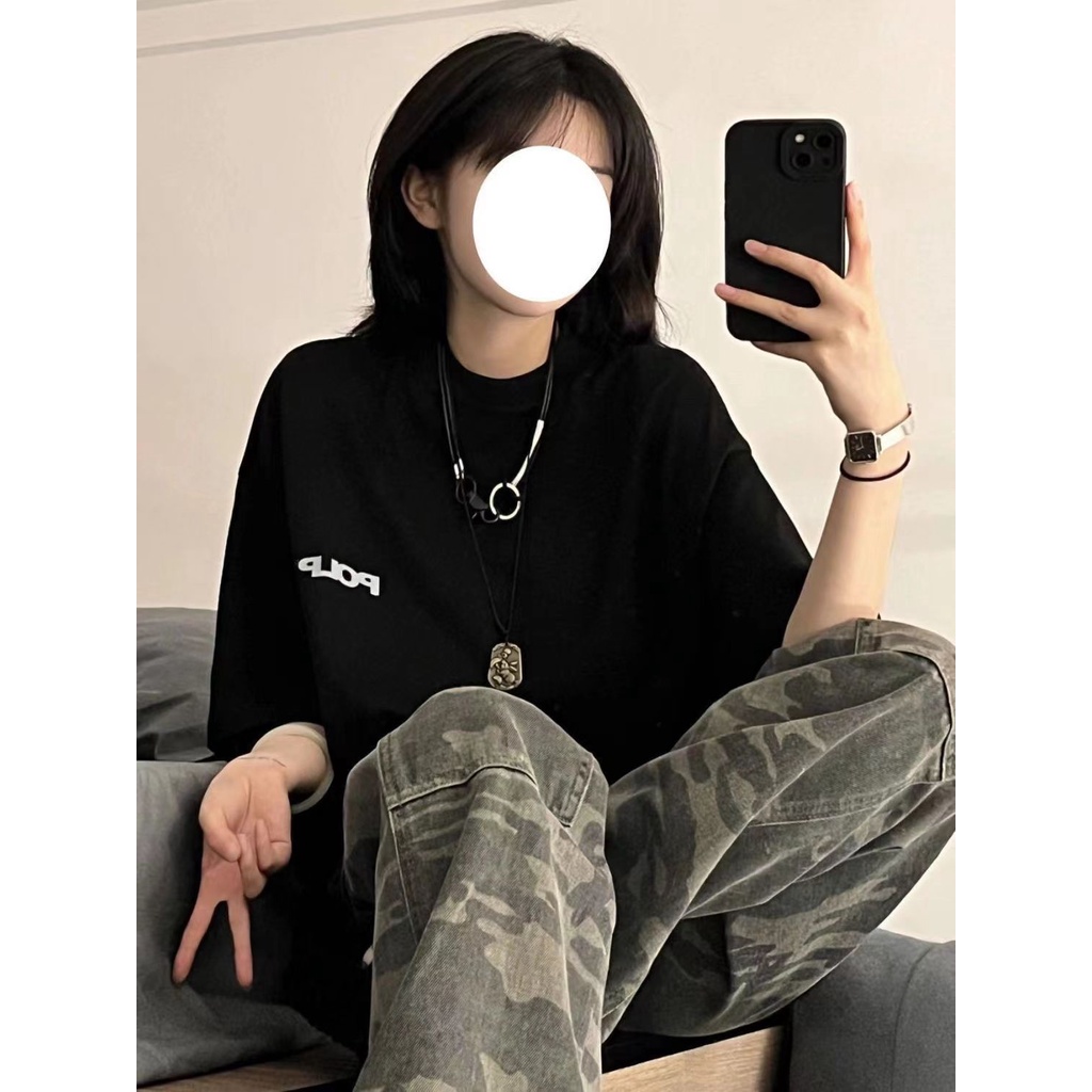 Jiashucheng Áo Thun Tay Ngắn Dáng Rộng Phong Cách Hip Hop Thời Trang Mùa Hè Hàng Chính Hãng