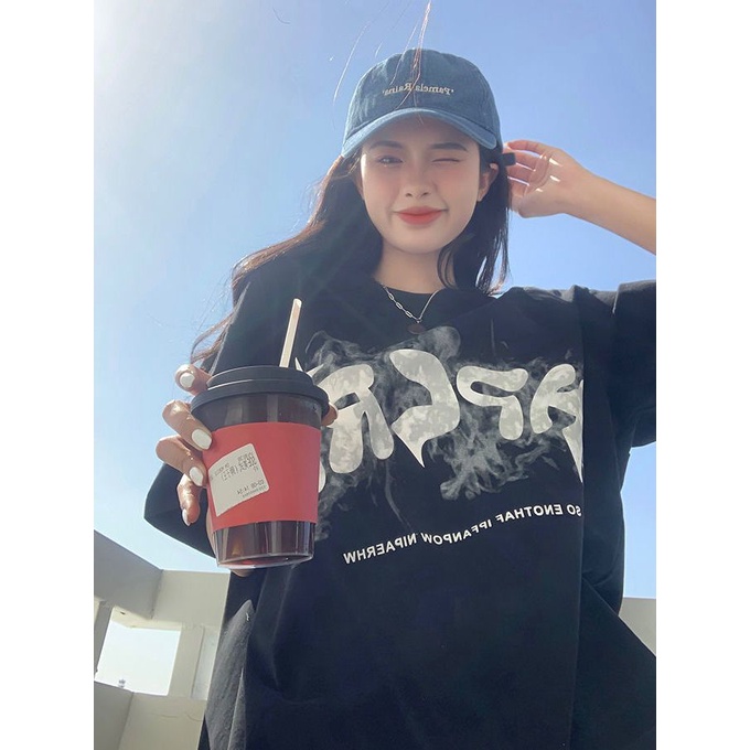 Jiashucheng Áo Thun Cotton Ngắn Tay Màu Trắng Nhuộm In Chữ Phong Cách Retro Mỹ Thời Trang Mùa Hè Mới Cho Nữ