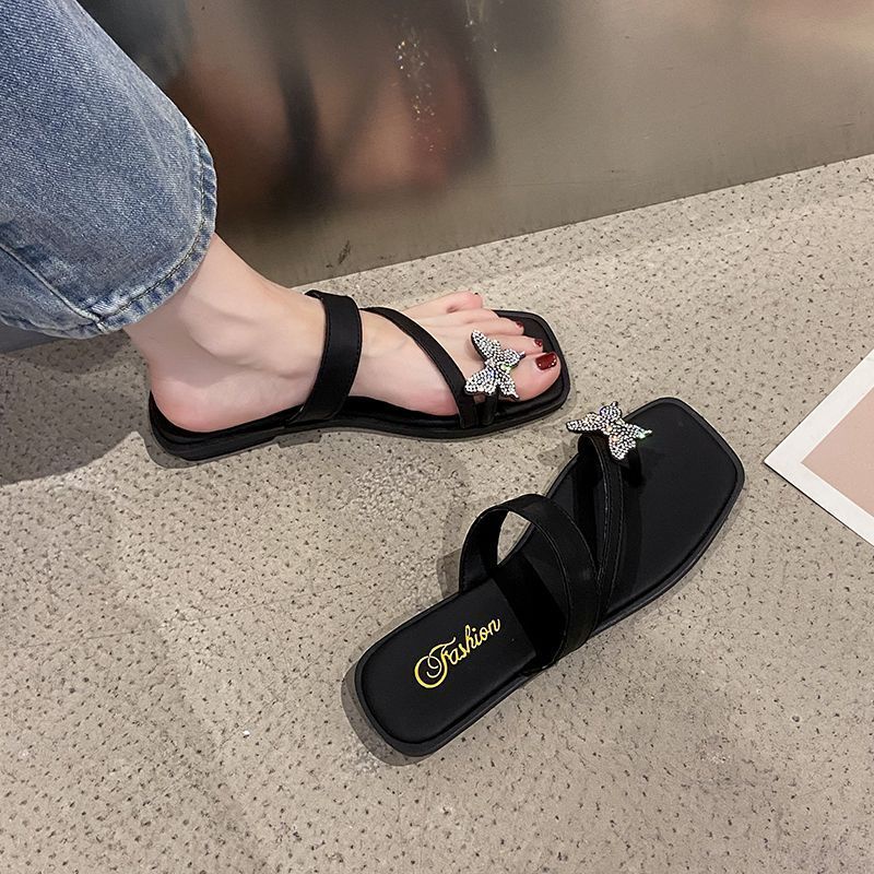 Giày Sandal Đế Thấp Dày Dặn Hở Ngón Quai Hình Bướm Thời Trang Mùa Hè