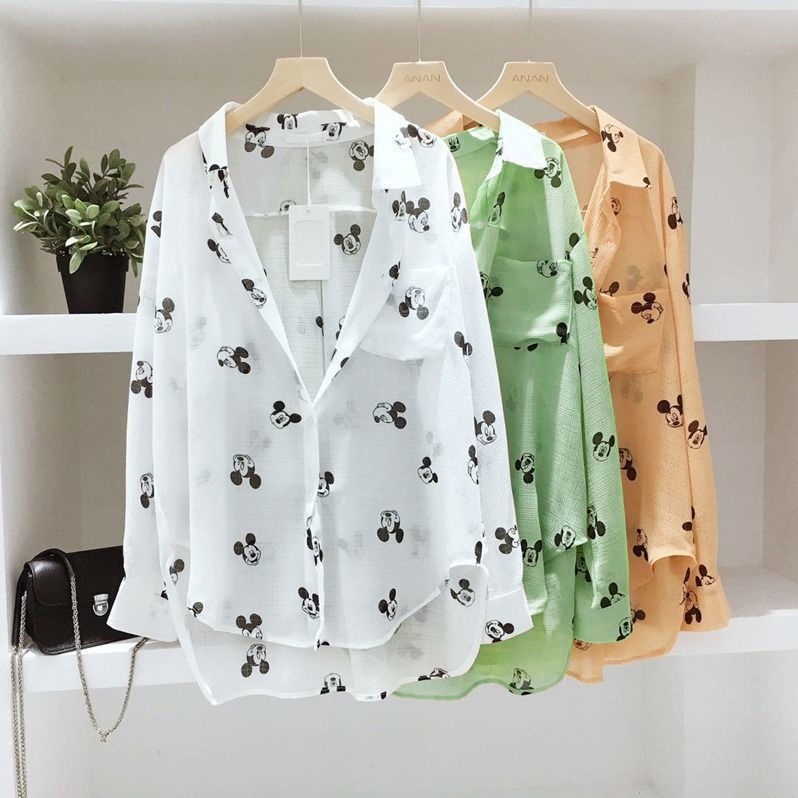 Jiashucheng Áo Khoác Cardigan Chiffon Mỏng Dáng Rộng In Họa Tiết Kiểu Hàn Quốc Thời Trang Mùa Hè Cho Nữ