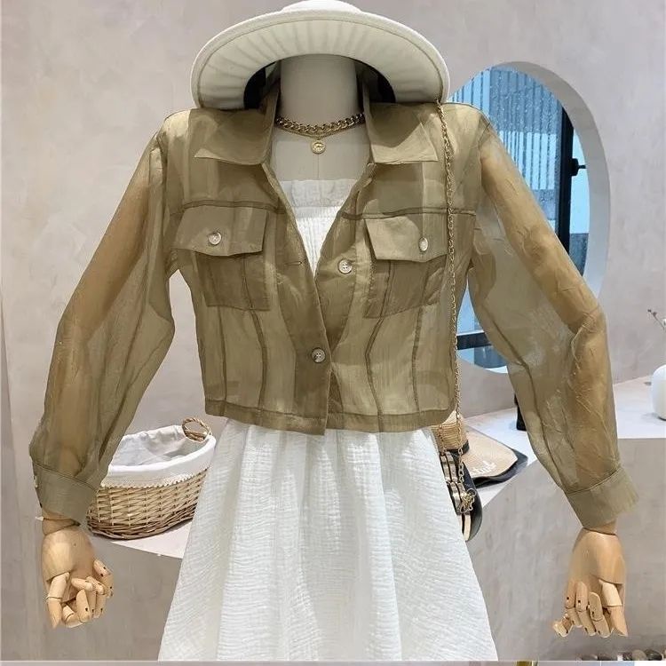 Jiashucheng Áo Khoác Cardigan Mỏng Tay Dài Chống Nắng Phong Cách Châu Âu Thời Trang Mùa Hè Cá Tính Dành Cho Bạn Nữ