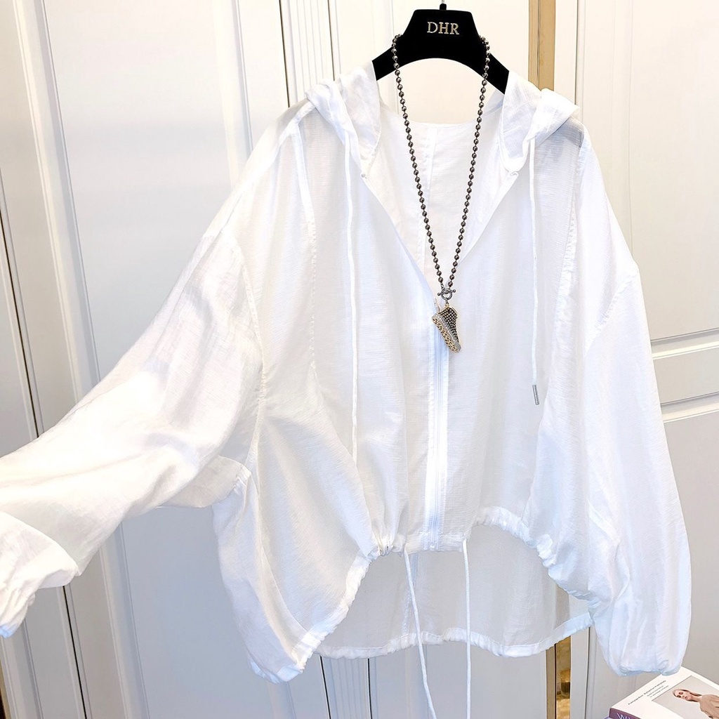 Jiashucheng Áo Khoác Chống Nắng Dáng Rộng Mỏng Nhẹ Bằng Lụa Lạnh Có Mũ Trùm Thời Trang Dành Cho Bạn Nữ