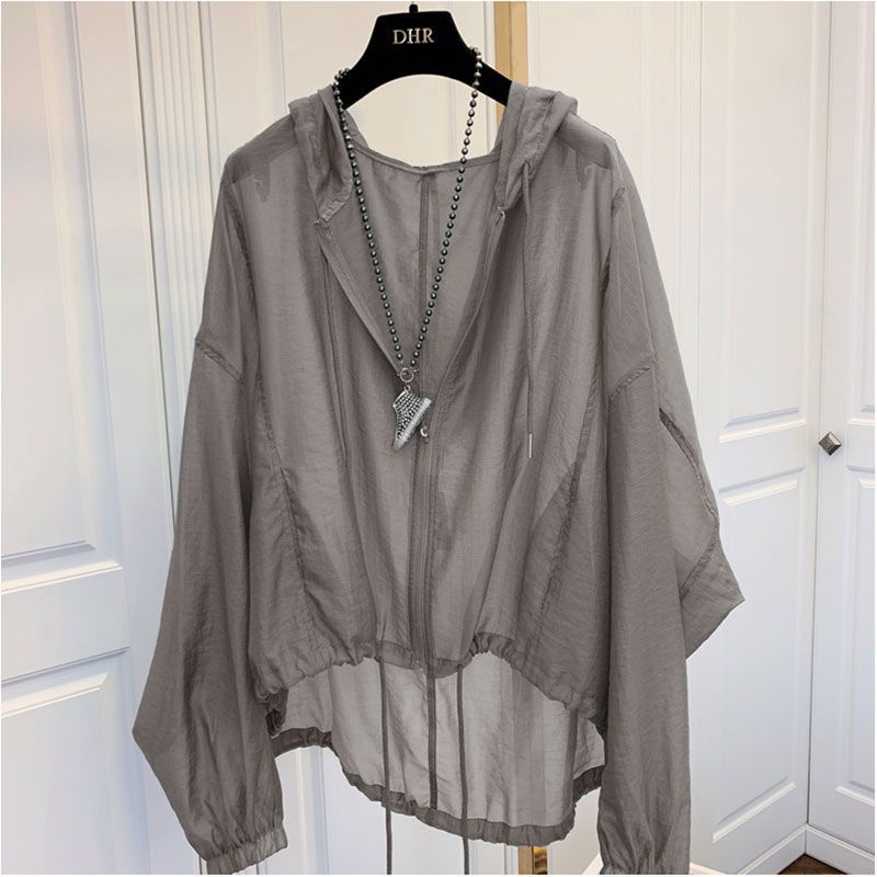 Jiashucheng Áo Khoác Chống Nắng Dáng Rộng Mỏng Nhẹ Bằng Lụa Lạnh Có Mũ Trùm Thời Trang Dành Cho Bạn Nữ