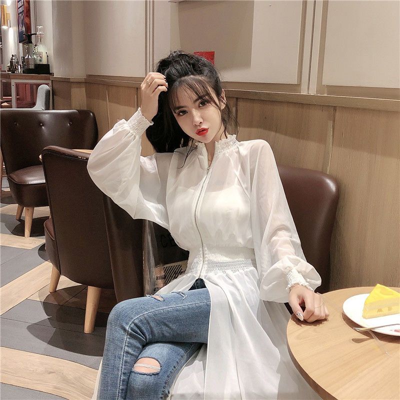 Jiashucheng Áo Khoác Cardigan Mỏng Tay Dài Ôm Eo Chống Nắng Phong Cách Phương Tây Xuân Hè Cho Nữ