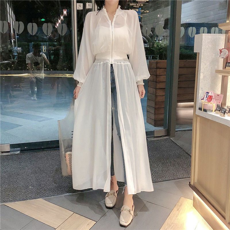 Jiashucheng Áo Khoác Cardigan Mỏng Tay Dài Ôm Eo Chống Nắng Phong Cách Phương Tây Xuân Hè Cho Nữ