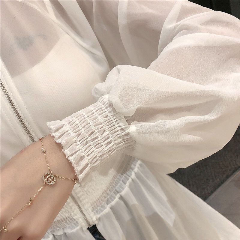 Jiashucheng Áo Khoác Cardigan Mỏng Tay Dài Ôm Eo Chống Nắng Phong Cách Phương Tây Xuân Hè Cho Nữ