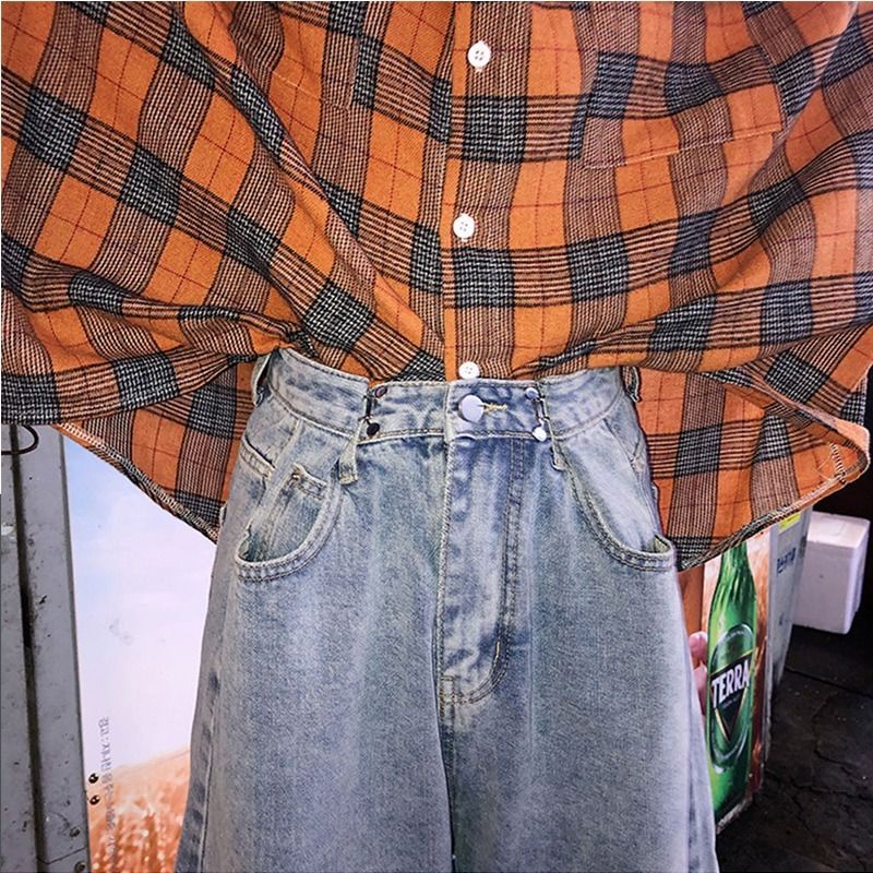 Jiashucheng Quần Short Denim Lưng Cao Ống Rộng Phong Cách Hàn Quốc Thời Trang Mùa Hè Mới Cho Nữ