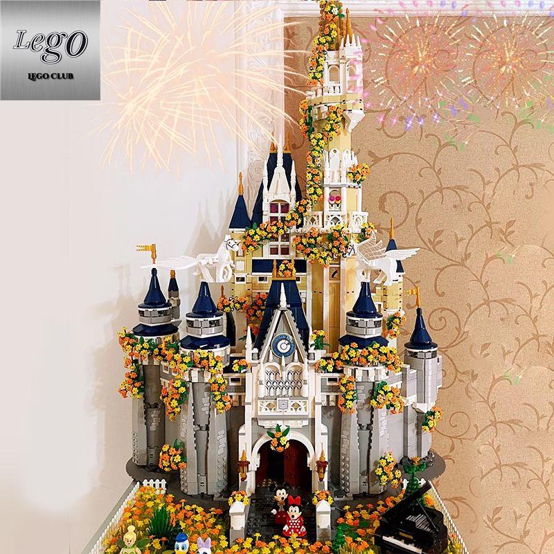 🎊Tương thích  Disney công chúa lâu đài xây dựng ghép khó khăn lớn khối trang trí hoa quà sinh