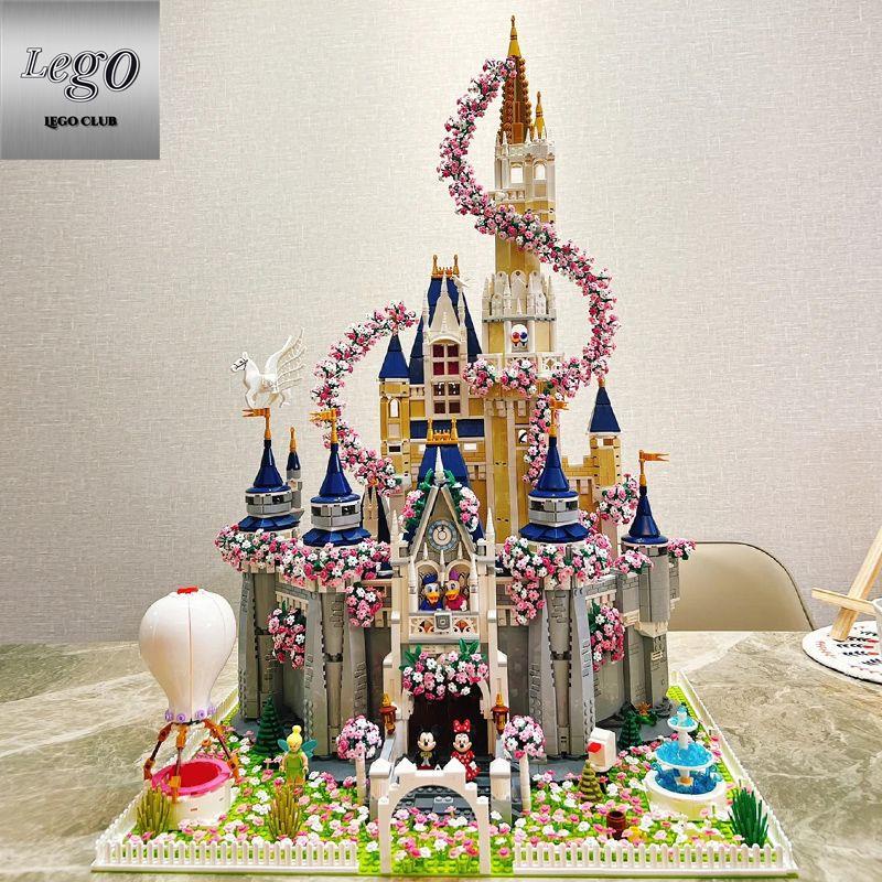 🎊Tương thích  Disney công chúa lâu đài xây dựng ghép khó khăn lớn khối trang trí hoa quà sinh