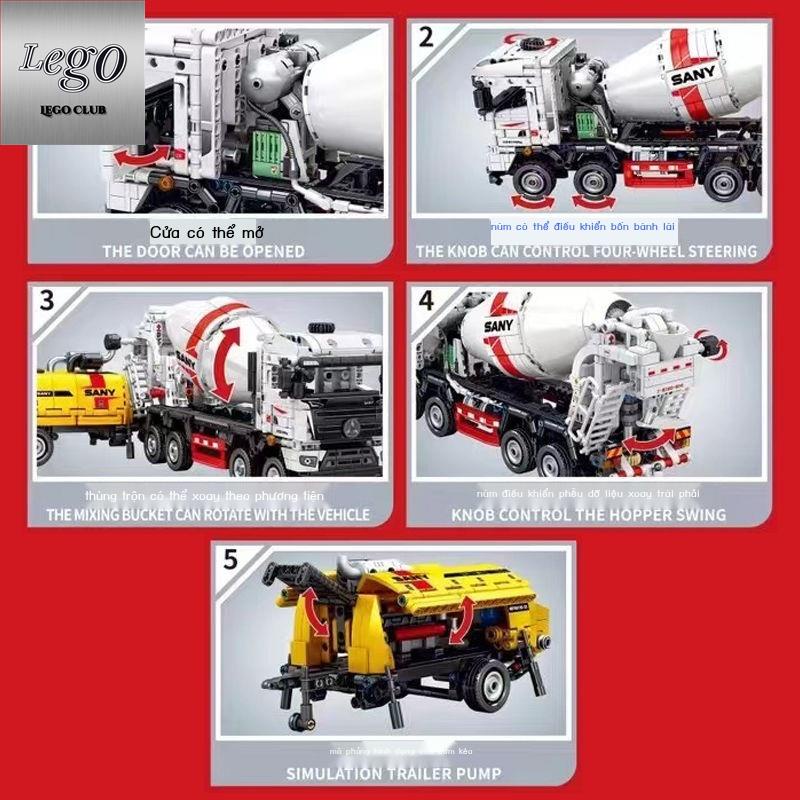 💥Sẵn sàng giao hàng🎊Tương thích LEGO Mixer Truck Khối xây dựng xe tải Dòng điều khiển từ xa lắp ráp đồ chơi mô hình qu
