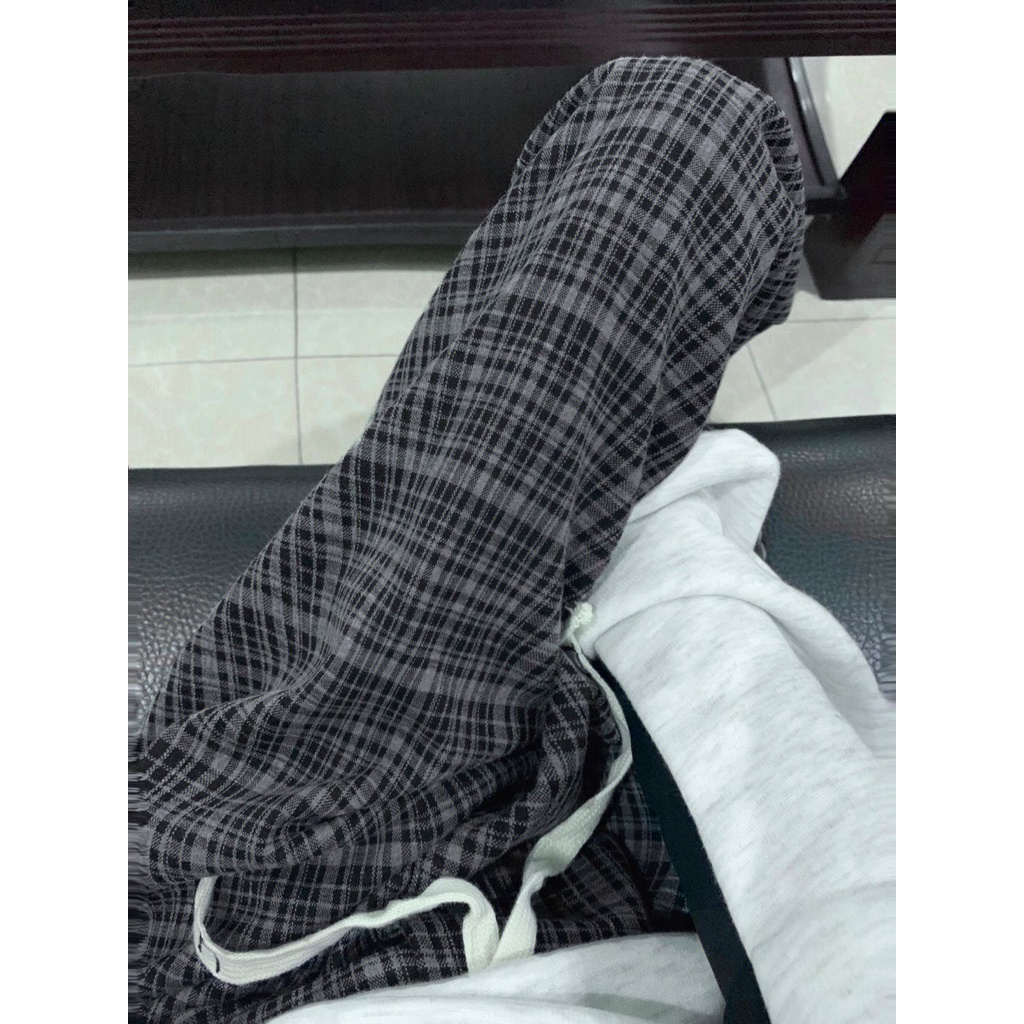 Jiashucheng Quần Dài Lưng Cao Ống Rộng Họa Tiết Sọc Caro Phong Cách Hàn Quốc Thời Trang Xuân Hè Cho Nữ