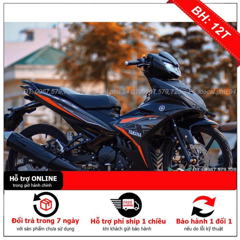 Tem Rời Dán Xe Exciter 150 Mx đen nhám cam 