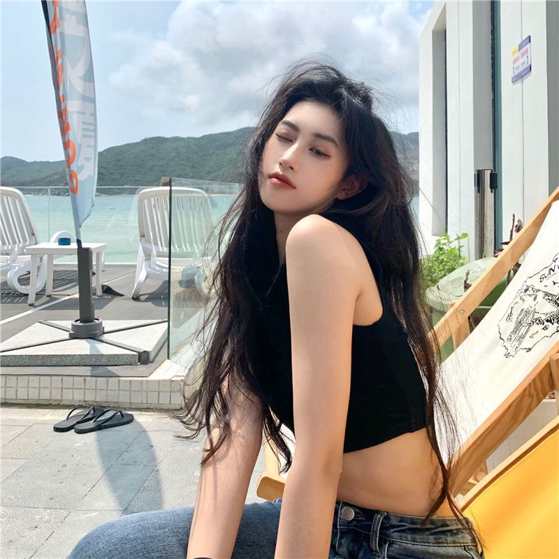 Jiashucheng Áo Thun Không Tay Cổ polo Màu Trắng Phong Cách Mới Thời Trang Mùa Hè Dành Cho Nữ