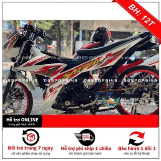 Tem rời dán xe satria trắng đỏ mới