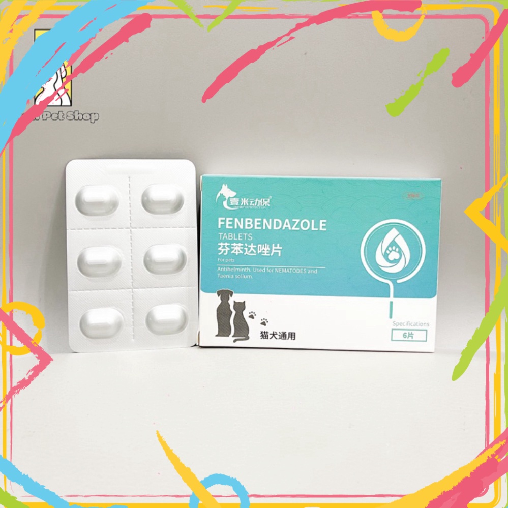 Hộp 6 viên nhai nhai xóa bỏ giun móc, giun đũa và nội ngoại ký sinh ở chó mèo - Fenbendazole Tables