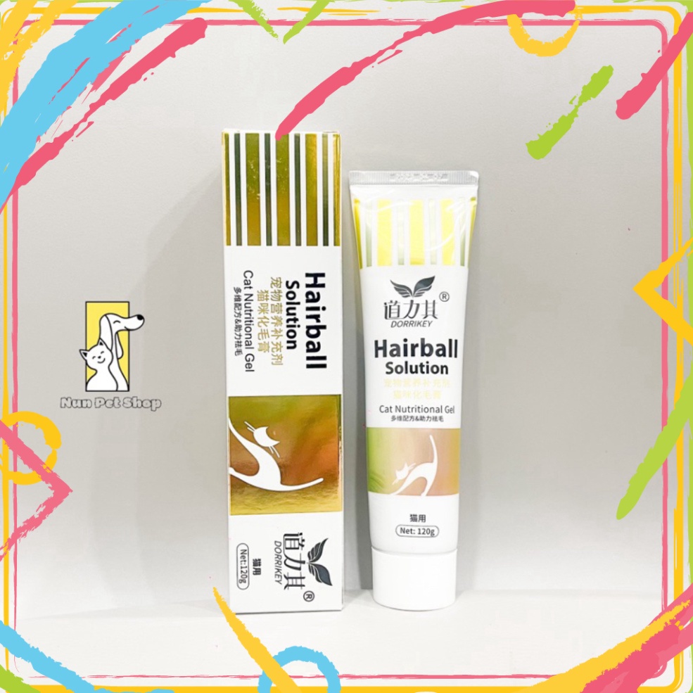 Gel tương trợ dưỡng lông kèm khoáng chât dầu cá,dầu ô liu cho mèo (120gr )- Hairball Solution Dorrikey