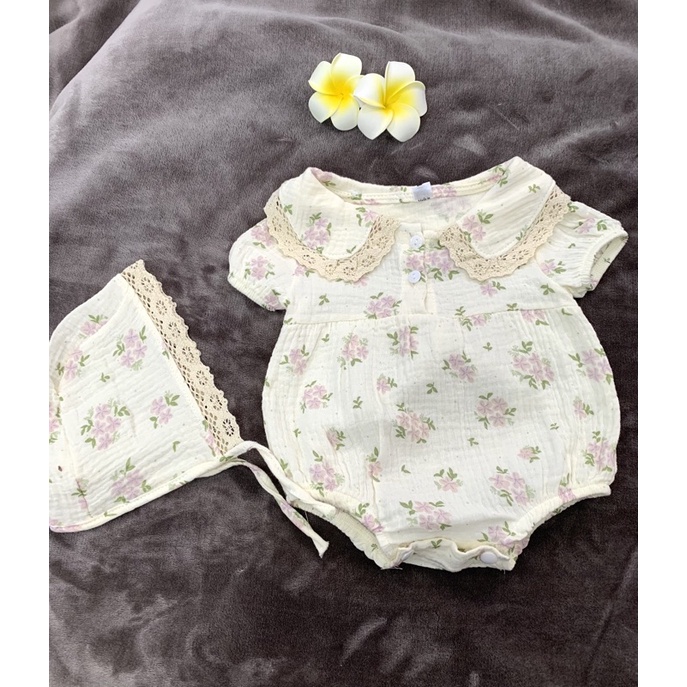 Body xô muslin kèm mũ cực xinh cho bé