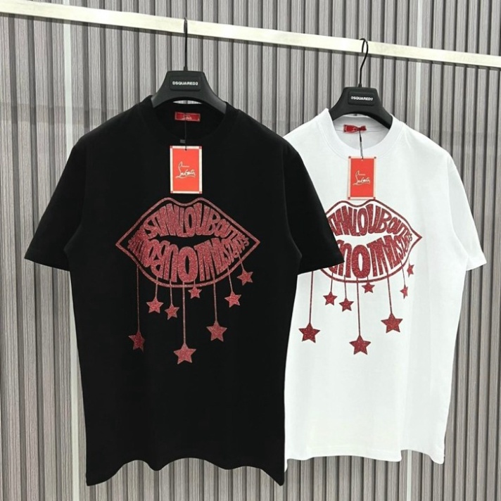 Áo Thun Nam Nữ Họa Tiết Logo Đôi Môi Kim Tuyến Cao Cấp - Áo Phông Siêu Cấp Chất Cotton Cổ Bo Dày Dặn