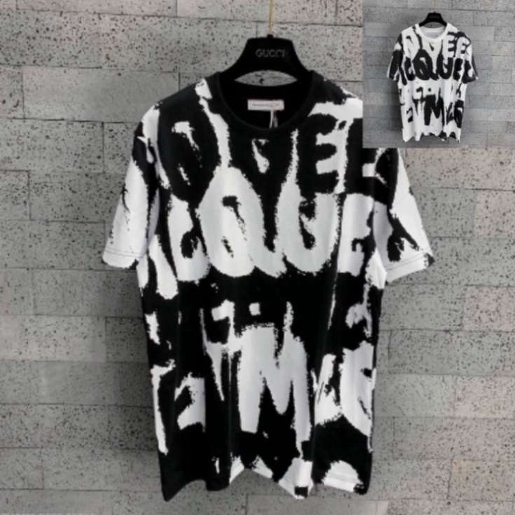 Áo MC QUEEN Loang Trắng Đen Siêu Hot Áo Thun Queen Chảy Mực Nam Nữ Unisex Form Rộng Chất Cotton