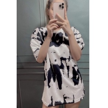 Áo MC QUEEN Loang Trắng Đen Siêu Hot Áo Thun Queen Chảy Mực Nam Nữ Unisex Form Rộng Chất Cotton