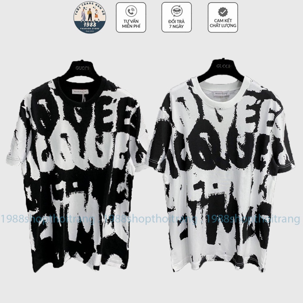 Áo MC QUEEN Loang Trắng Đen Siêu Hot Áo Thun Queen Chảy Mực Nam Nữ Unisex Form Rộng Chất Cotton