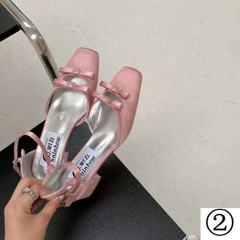 Chic 2023: _ Giày Búp Bê Mũi Vuông Nhỏ Đính Nơ Màu Sắc Bất Ngờ Khí Chấ