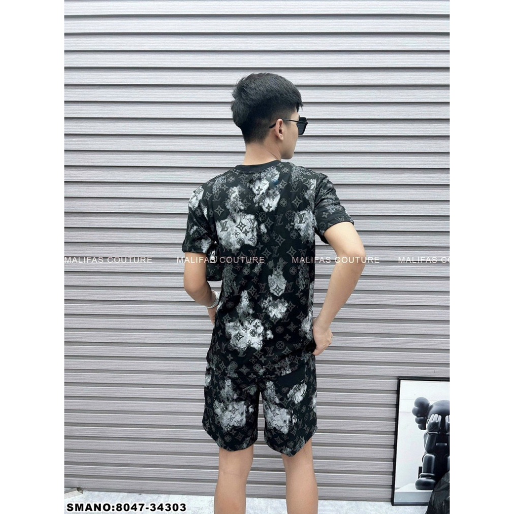 Bộ Quần Áo Nam Mùa Hè Vân Lv Nhung Mềm Mịn Thoáng Mát Thời Trang Hè Cho Nam