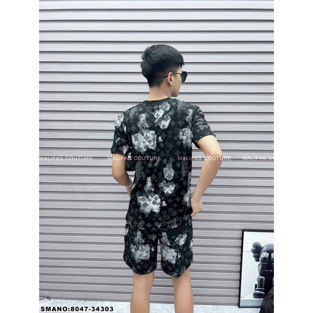 Bộ Quần Áo Nam Mùa Hè Vân Lv Nhung Mềm Mịn Thoáng Mát Thời Trang Hè Cho Nam